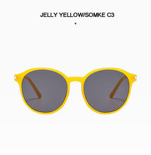 Load image into Gallery viewer, Sunglasses for Men Women,Stylish Retro Round Frame,Jelly Color Beach Vacation Glasses,UV 4000,with Glasses Cloth