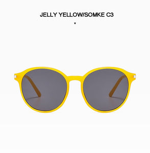 Sunglasses for Men Women,Stylish Retro Round Frame,Jelly Color Beach Vacation Glasses,UV 4000,with Glasses Cloth