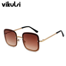 Load image into Gallery viewer, Super  Square Sunglasses Men Women Brand Designer Chain Frame Celebrity Sun Glasses Eyewear Female Red Tea Shades