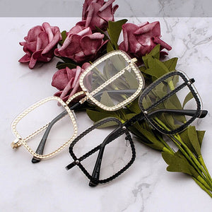 Super  Square Sunglasses Men Women Brand Designer Chain Frame Celebrity Sun Glasses Eyewear Female Red Tea Shades