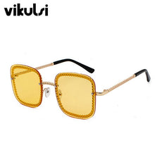 Load image into Gallery viewer, Super  Square Sunglasses Men Women Brand Designer Chain Frame Celebrity Sun Glasses Eyewear Female Red Tea Shades