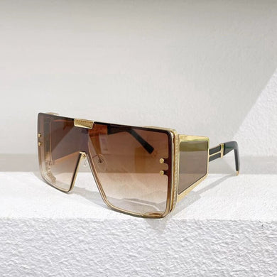 Super large frame yellow One-piece lens men's sunglasses WONDER BOY women's metal-wrapped glasses