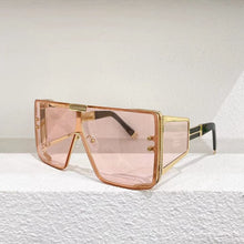 Load image into Gallery viewer, Super large frame yellow One-piece lens men&#39;s sunglasses WONDER BOY women&#39;s metal-wrapped glasses