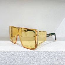 Load image into Gallery viewer, Super large frame yellow One-piece lens men&#39;s sunglasses WONDER BOY women&#39;s metal-wrapped glasses