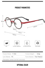 Load image into Gallery viewer, Super light Pure titanium frames eyeglasses men Optical small round full rim Frame myopia Prescription Clear Lens Eyewear