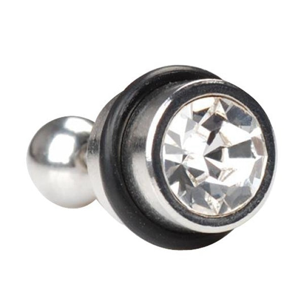 Superb Men's Earring Ear Stud Stainless Steel Clear CZ Crystal Fake Plug