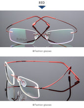 Load image into Gallery viewer, Superelastic Steel Wire Frameless Glasses Ultra-light Rimless Memory Titanium Eyeglasses