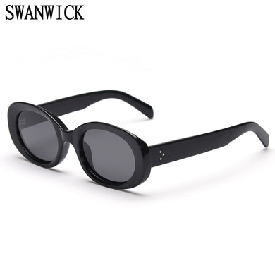 Swanwick oval polarized sunglasses women thick frame driving men accessories trendy sun glasses green brown Winter selling
