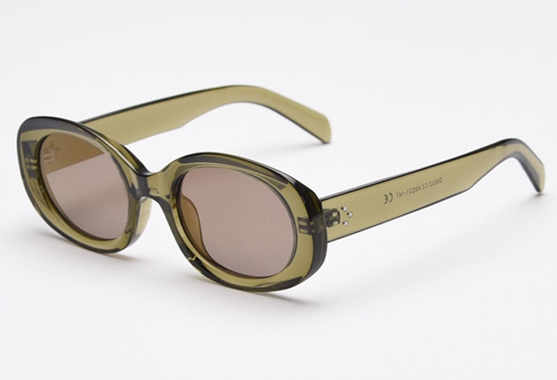 Swanwick oval polarized sunglasses women thick frame driving men accessories trendy sun glasses green brown Winter selling