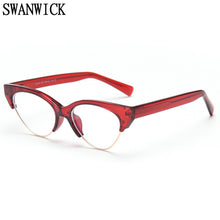 Load image into Gallery viewer, Swanwick retro cat eye glasses frame women half metal spectacle frames female optical lens European style red leopard black