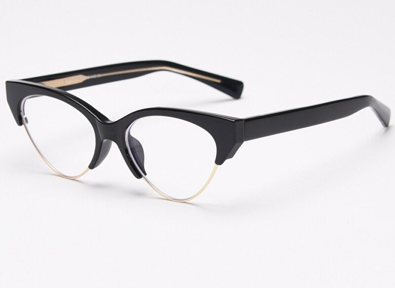 Swanwick retro cat eye glasses frame women half metal spectacle frames female optical lens European style red leopard black