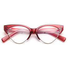 Load image into Gallery viewer, Swanwick retro cat eye glasses frame women half metal spectacle frames female optical lens European style red leopard black