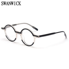 Load image into Gallery viewer, Swanwick round frame men glasses spectacle frames optical handmade acetate ladies black leopard accessories