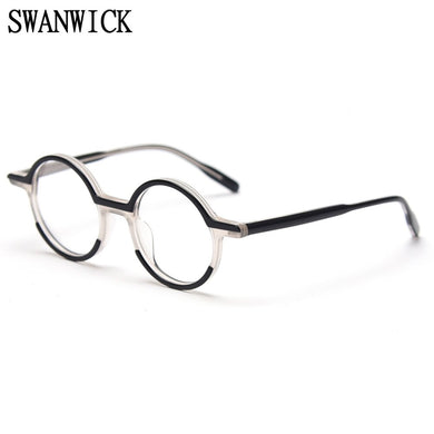Swanwick round frame men glasses spectacle frames optical handmade acetate ladies black leopard accessories