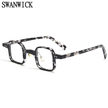 Load image into Gallery viewer, Swanwick small square glasses frame handmade acetate men optical spectacle frames women retro leopard black unisex