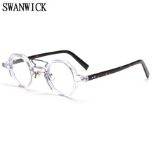Load image into Gallery viewer, Swanwick vintage acetate glasses polygon optical spectacle frames men round eyeglasses women green leopard computer