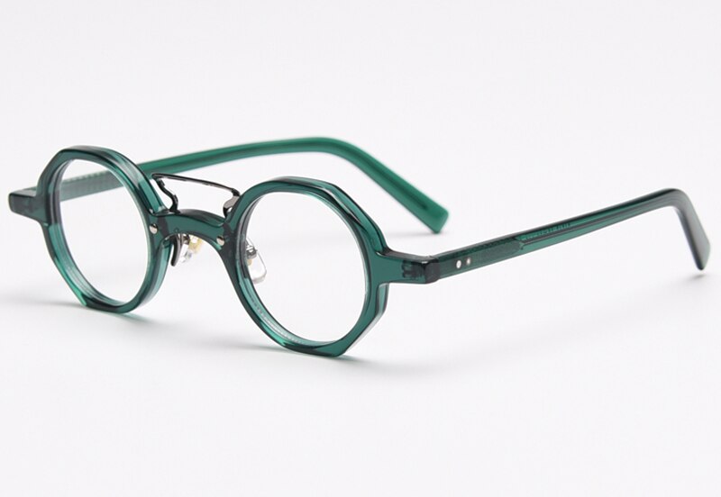 Swanwick vintage acetate glasses polygon optical spectacle frames men round eyeglasses women green leopard computer