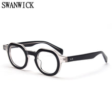 Load image into Gallery viewer, Swanwick vintage round glasses frame for woman eyewear optical frames handmade acetate black leopard high quality accessories