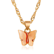Load image into Gallery viewer, Sweet Acrylic Color Butterfly Necklace For Women Long Wild Clavicle Chain Pendant Refined Stylish Mujer Gift 2020 Trendy Gold