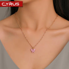 Load image into Gallery viewer, Sweet Acrylic Color Butterfly Necklace For Women Long Wild Clavicle Chain Pendant Refined Stylish Mujer Gift 2020 Trendy Gold