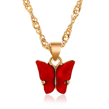 Load image into Gallery viewer, Sweet Acrylic Color Butterfly Necklace For Women Long Wild Clavicle Chain Pendant Refined Stylish Mujer Gift 2020 Trendy Gold