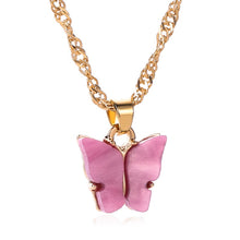 Load image into Gallery viewer, Sweet Acrylic Color Butterfly Necklace For Women Long Wild Clavicle Chain Pendant Refined Stylish Mujer Gift 2020 Trendy Gold