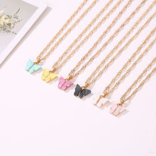 Load image into Gallery viewer, Sweet Acrylic Color Butterfly Necklace For Women Long Wild Clavicle Chain Pendant Refined Stylish Mujer Gift 2020 Trendy Gold