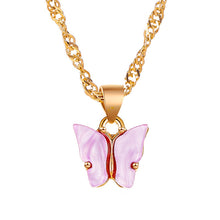 Load image into Gallery viewer, Sweet Acrylic Color Butterfly Necklace For Women Long Wild Clavicle Chain Pendant Refined Stylish Mujer Gift 2020 Trendy Gold