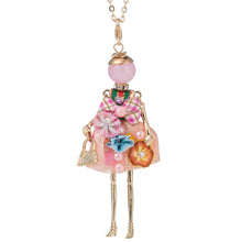 Load image into Gallery viewer, Sweet Lady Yarn Cloth Bowknot Dress Doll Necklace Statement Flower Women Jewelry Christmas Gifts Jewelry Accessories Top-rated