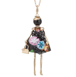 Sweet Lady Yarn Cloth Bowknot Dress Doll Necklace Statement Flower Women Jewelry Christmas Gifts Jewelry Accessories Top-rated