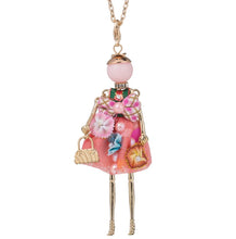 Load image into Gallery viewer, Sweet Lady Yarn Cloth Bowknot Dress Doll Necklace Statement Flower Women Jewelry Christmas Gifts Jewelry Accessories Top-rated