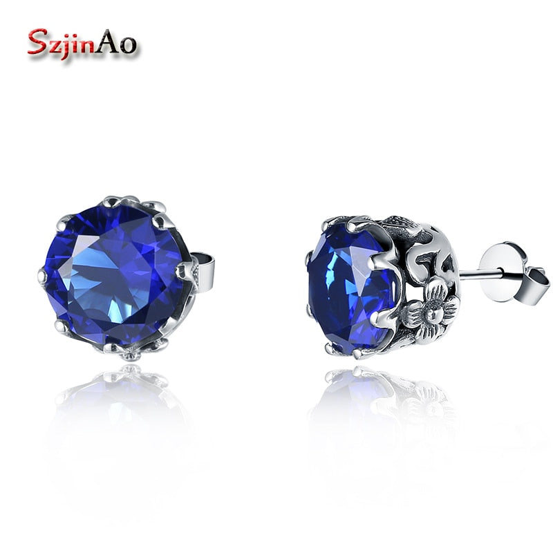 100% 925 Sterling Silver Earrings Fine Jewelry Wedding Earrings for Bride with Sapphire Earrings for Women Brincos