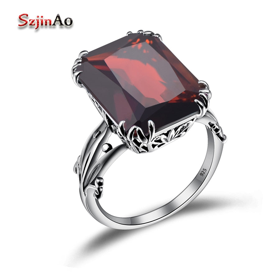 Handmade Garnet Ancient Roman Stark Rings Wedding Engagement 925 Sterling Silver Jewelry Bague Mariage Wholesale Custom