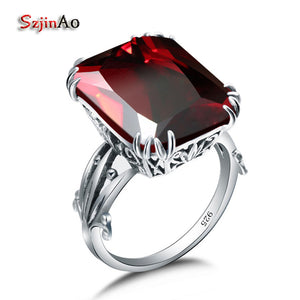 Red Tourmaline Garnet 925 Sterling Silver Rings For Women Flower Rock Hiphop Pretty Engagement Jewelry Factory Wholesale