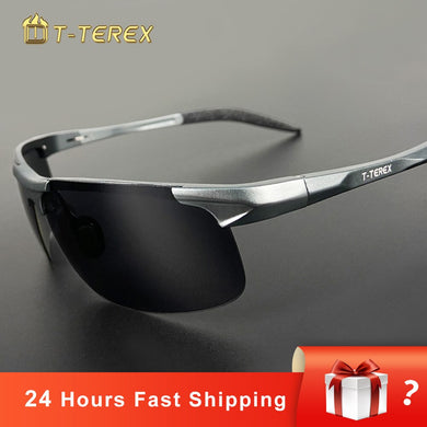 T-TEREX Sport Sunglasses Men Polarized Anti-Glare Lens UV400 Aluminium Magnesium Frame Driving Sun Glasses For Car Fishing