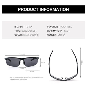 T-TEREX Sport Sunglasses Men Polarized Anti-Glare Lens UV400 Aluminium Magnesium Frame Driving Sun Glasses For Car Fishing