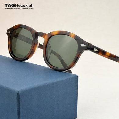 TAG  brand designer Polarized Sunglasses Men 2023 Vintage round Sun Glasses Women Driving Retro Acetate Sunglass men UV400