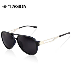TAGION Unisex Pilot Sunglasses Men Polarized Black Sun Glasses Plastic Frame Alloy Leg Eyeglasses Gafas De Sol De Los Hombres