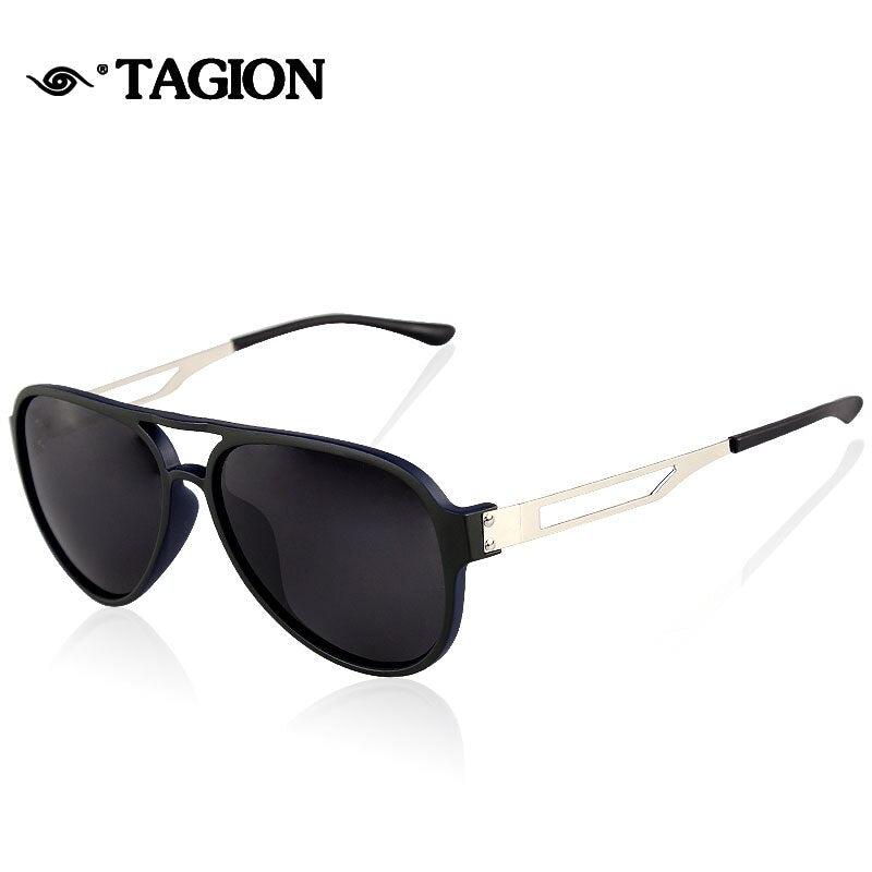 TAGION Unisex Pilot Sunglasses Men Polarized Black Sun Glasses Plastic Frame Alloy Leg Eyeglasses Gafas De Sol De Los Hombres
