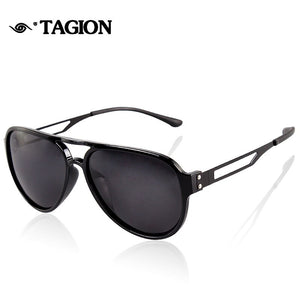 TAGION Unisex Pilot Sunglasses Men Polarized Black Sun Glasses Plastic Frame Alloy Leg Eyeglasses Gafas De Sol De Los Hombres