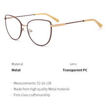 Load image into Gallery viewer, TANGOWO Alloy Cateye Cute Glasses Frame Women Designer Vintage Optical Myopia Eyewear  Computer Glasses Spectacle YJ0196