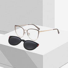 Load image into Gallery viewer, TANGOWO Alloy Magnetic 2 In 1 Clip on Sunglasses Women Vintage Optical Prescription Glasses Stylish UV400 Spectacles B23115