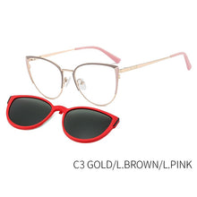 Load image into Gallery viewer, TANGOWO Alloy Magnetic 2 In 1 Clip on Sunglasses Women Vintage Optical Prescription Glasses Stylish UV400 Spectacles B23115