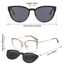 Load image into Gallery viewer, TANGOWO Alloy Magnetic 2 In 1 Clip on Sunglasses Women Vintage Optical Prescription Glasses Stylish UV400 Spectacles B23115