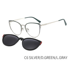 Load image into Gallery viewer, TANGOWO Alloy Magnetic 2 In 1 Clip on Sunglasses Women Vintage Optical Prescription Glasses Stylish UV400 Spectacles B23115