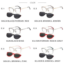 Load image into Gallery viewer, TANGOWO Alloy Magnetic 2 In 1 Clip on Sunglasses Women Vintage Optical Prescription Glasses Stylish UV400 Spectacles B23115