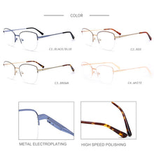 Load image into Gallery viewer, TANGOWO Alloy Women Men Glasses Frame Optical Urltra-Light Women Metal Cateye Half Rim Optical Myopia Eyewear  YJ0191