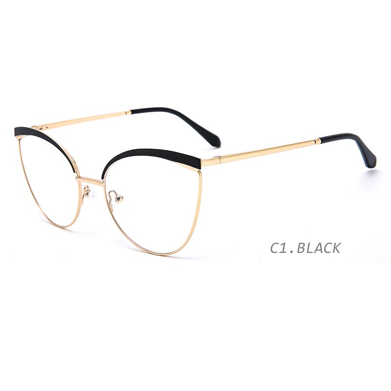 TANGOWO Cateye Alloy Glasses Frame Women Leopard Retro Female Eyewear 2023 Myopia Optical Prescription Glasses YJ0202