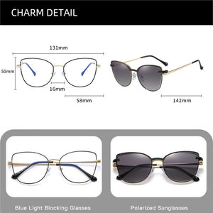 TANGOWO Metal Cateye Glasses Frame Women Optical Retro Eyewear Polarized Magnetic Sunglasses Prescription Glasses 95951