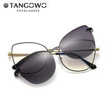 Carica l&#39;immagine nel visualizzatore di Gallery, TANGOWO Metal Cateye Glasses Frame Women Optical Retro Eyewear Polarized Magnetic Sunglasses Prescription Glasses 95951